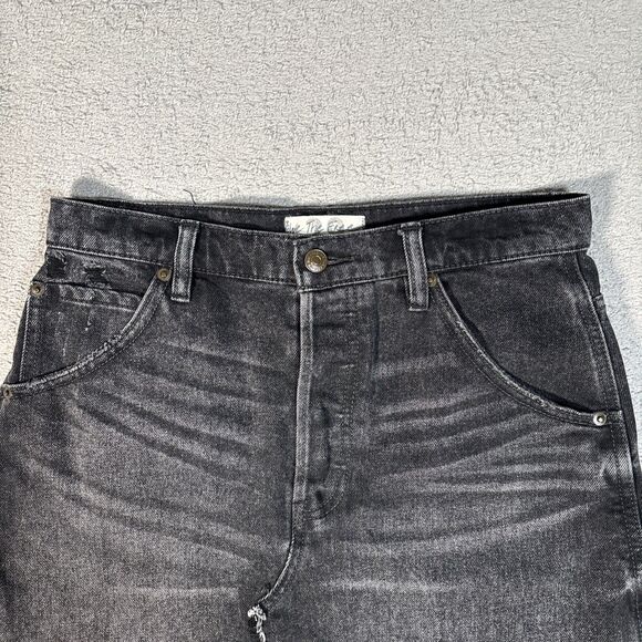 We The Free Women’s Size 29 Brea Cut-Off Black Denim Skirt Raw Hem Whiskers - Picture 2 of 14